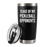 Panvola Tears of My Pickleball Opponents Tumbler Sports Player Gifts For Dad Mom Grandpa Grandma Vacuum Insulated Stainless Steel Tumbler With Removable Lid And Straw (20 oz)