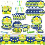 24 Guests Pickleball Party Decorations Supplies Pickleballs Party Tableware Set Pickle ball Player Themed Tablecloths Birthday Disposable Plates and Napkin for Baby Shower Brithday Decorations