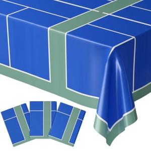 Blue Orchards Pickleball Table Cover (Pack of 3) - Pickleball Party Supplies and Decorations Sports Themed Plastic Tablecloth Birthday Baby Shower Tableware