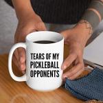 Panvola Tears of My Pickleball Opponents Sports Player Coffee Mug Ceramic Cup Novelty Drinkware (15 oz, White)