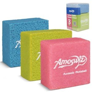 Amoswiz Pickleball Paddle Eraser, Pickleball Paddle Cleaner for Raw Carbon Fiber Pickleball Paddles, 3 Color Pickleball Eraser Set, Residue Scrach Dirt Quick Removal
