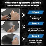 Spekkled Girrafe Pickleball Paddle Cleaner Spray - Removes Dirt, Ball Residue, Scuff Marks- EPA Safer Ingredients, Pickleball Accessories, Pickleball Gifts, 8 FL Oz (Cloth & Thumb Tape Included)