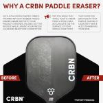 CRBN Pickleball - Paddle Eraser, Best Carbon Fiber Pickle Ball Racket Cleaner, Fast & Easy Rubber Bar to Remove Ball Residue, Dirt, & Minor Scrapes/Scratches - Patent Pending (Black, 2 Pack)