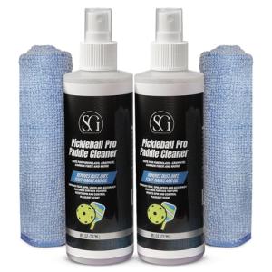 Spekkled Girrafe Pickleball Paddle Cleaner Spray with Cleaning Cloths (Pack of 2) - Removes Dirt, Ball Residue, Scuff Marks - EPA Safer Ingredients, Pickleball Accessories, Pickleball Gifts - 8 FL Oz