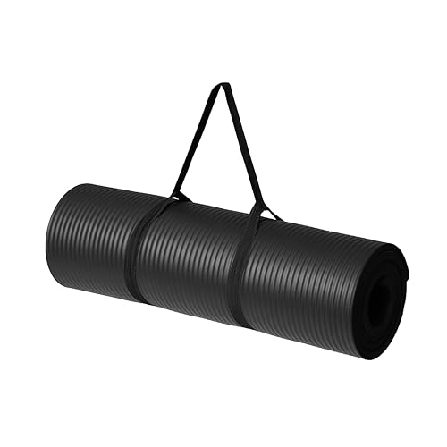 Extra Thick Black Yoga and Exercise Mat