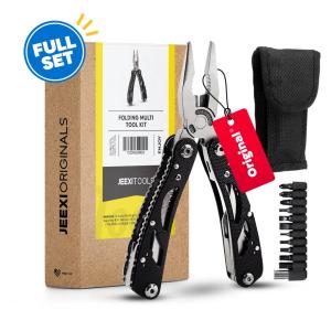 Black Stainless Steel Folding Multi-Tool Kit