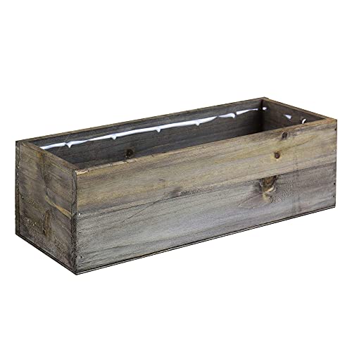 Rustic Wooden Planter Box with Liner - Tropical Plants