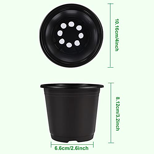 40 Black Plastic 4" Plant Nursery Pots