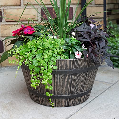 16" Whiskey Barrel Planter - Weather Resistant Resin