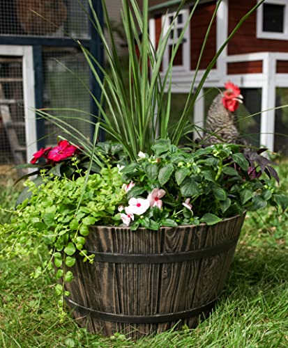16" Whiskey Barrel Planter - Weather Resistant Resin