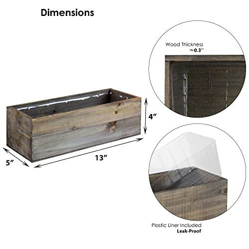 Rustic Wooden Planter Box with Liner - Tropical Plants