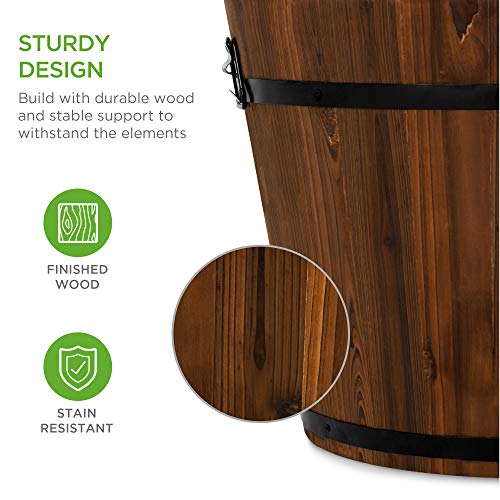 Wooden Barrel Planters - Set of 3