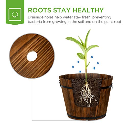 Wooden Barrel Planters - Set of 3
