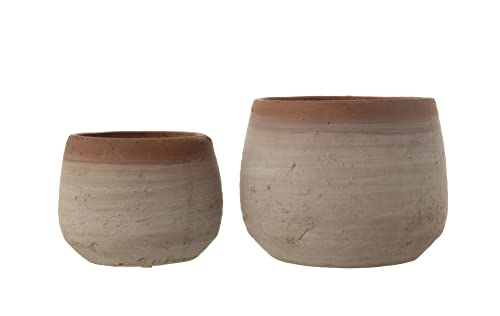 Small Terracotta Planter in Orange & White