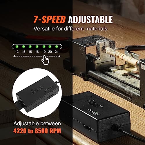 VEVOR Mini Wood Lathe with 7 Speed Settings