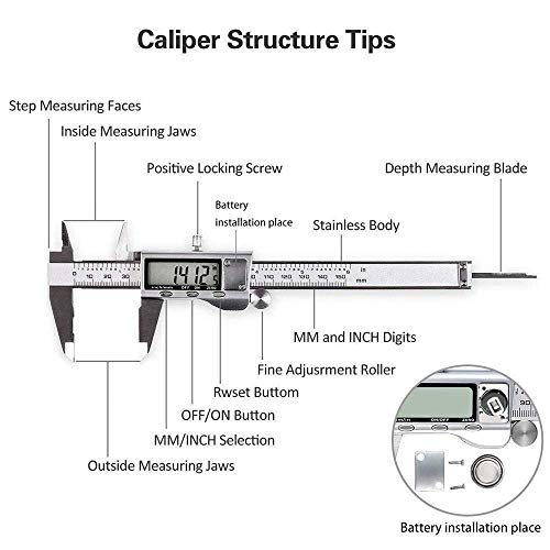 Stainless Steel Digital Caliper with LCD Display