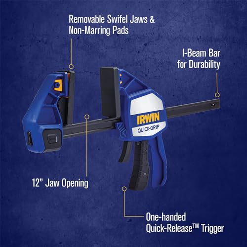 Woodworking Bar Clamps - One-Handed, Heavy-Duty, 12