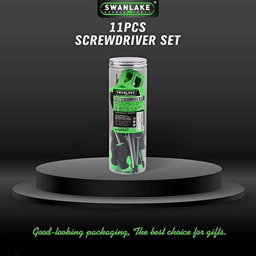 SWANLAKE 11-Piece Magnetic Screwdriver Set - Phillips/Flat Head