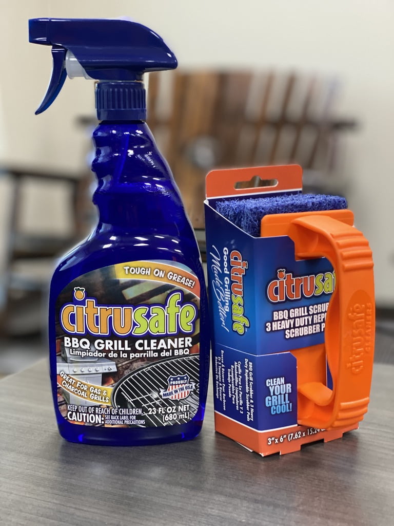 Citrusafe BBQ Grill Scrubber with 3 Blue Scrubber Pads