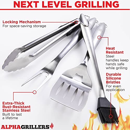 Alpha Grillers 4pc BBQ Grilling Tool Set