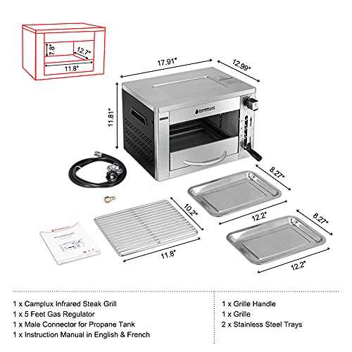 Camplux Propane Infrared Steak Grill - Powerful Heat!