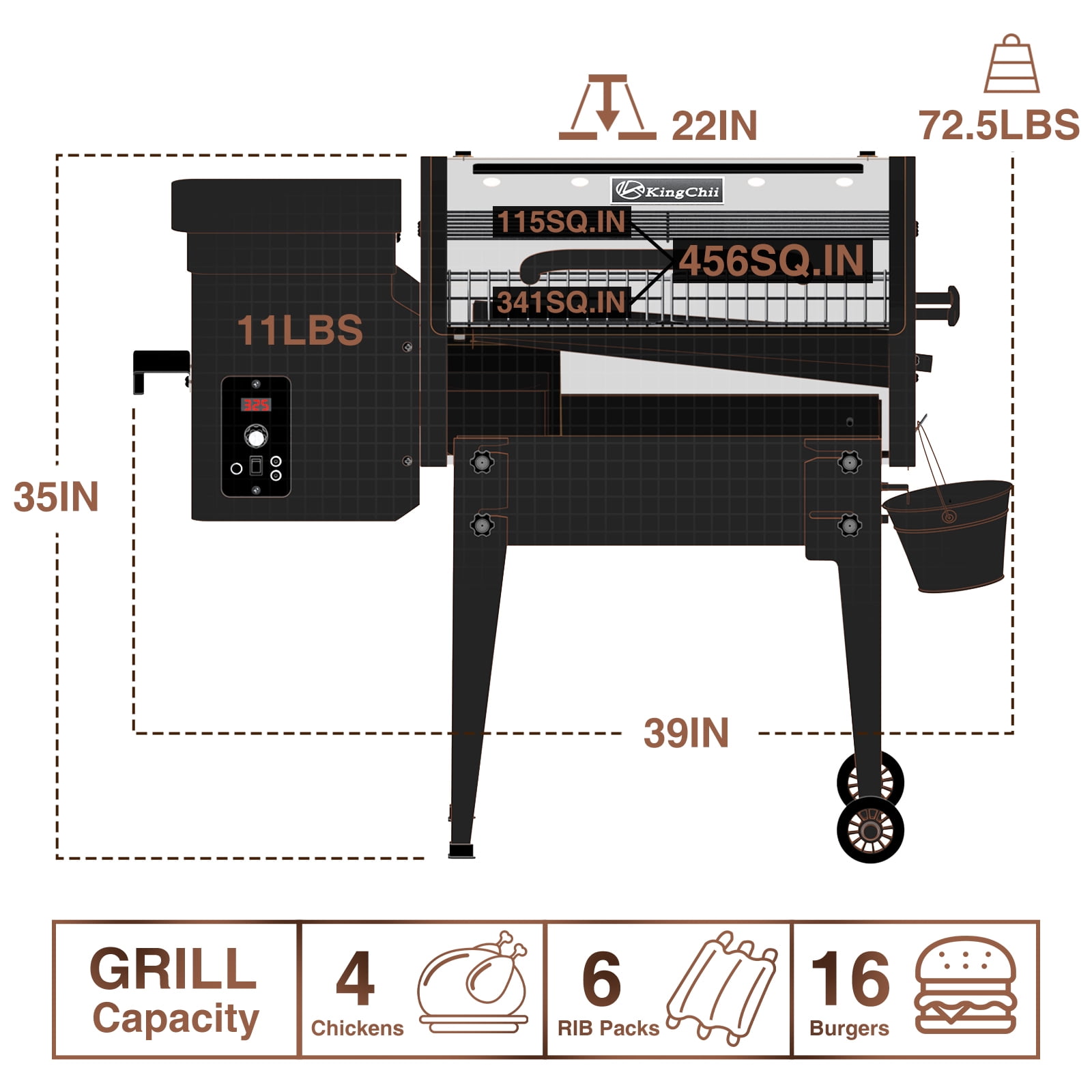 KingChii Wood Pellet Smoker & Grill BBQ
