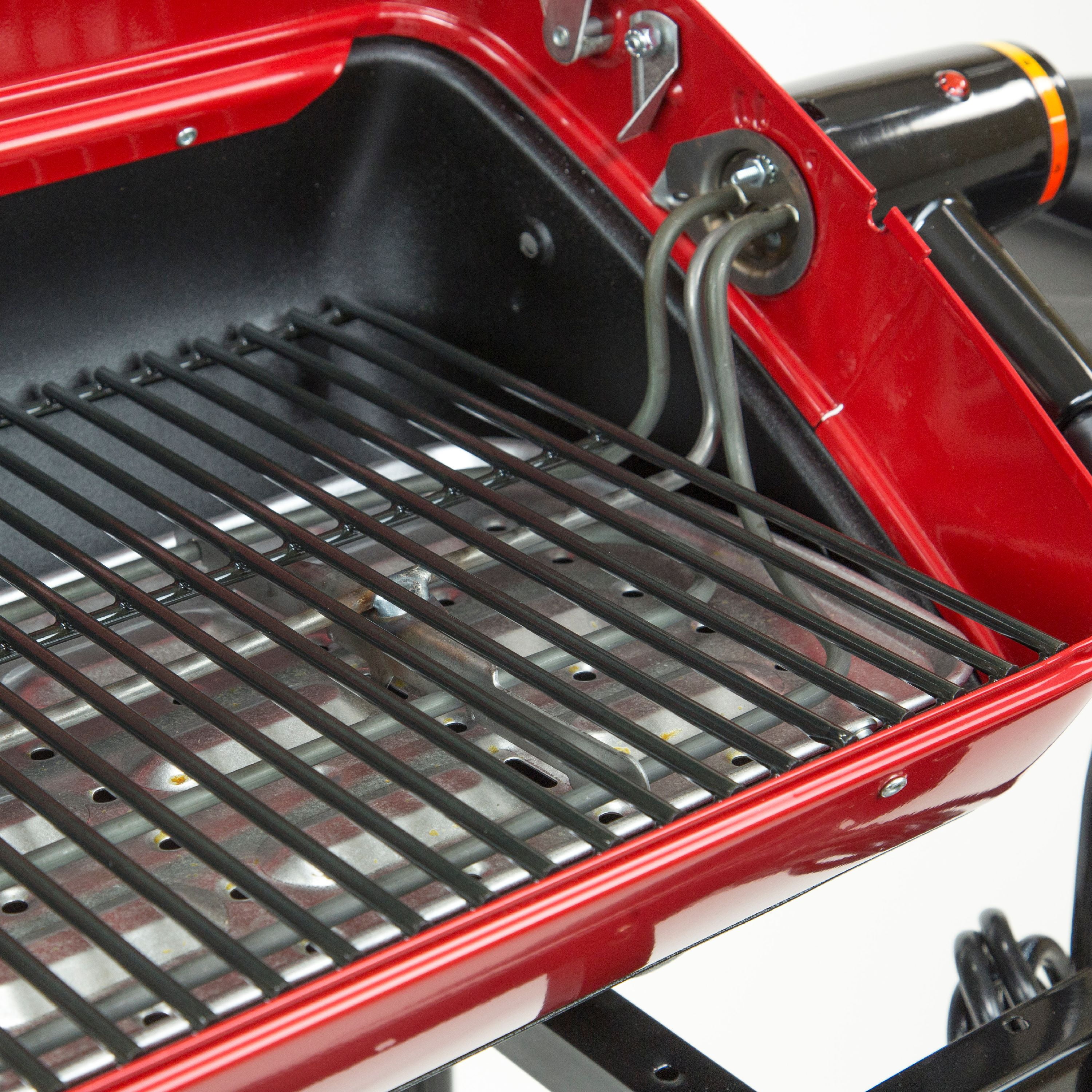 Portable Electric Cart Grill with Folding Tables - Red