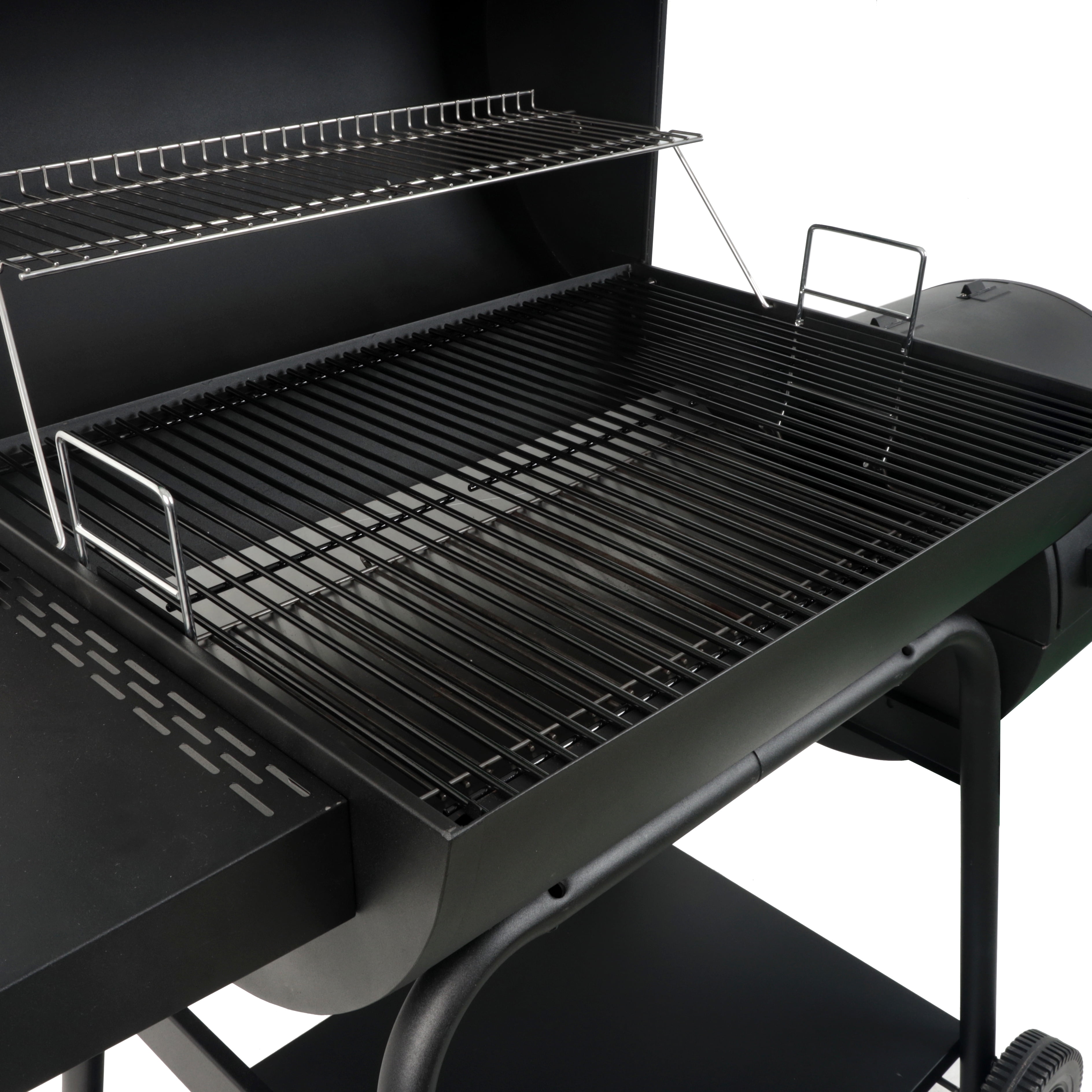 28" Offset Charcoal BBQ Smoker Grill, Black