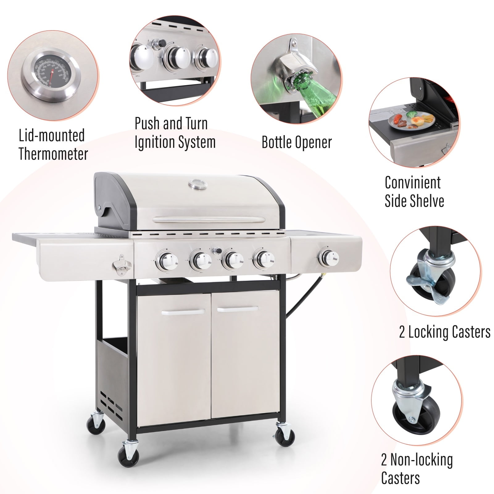 Sophia & William 4-Burner Portable Gas Grill