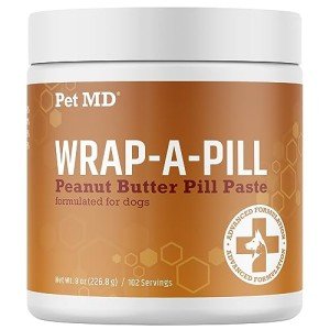 Pet MD Wrap A Pill Peanut Butter Flavor Pill Paste for Dogs - Make a Pocket or Pouch to Hide Pills & Medication - 8 oz