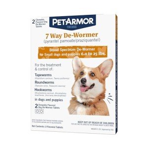PetArmor 7 Way De-Wormer for Dogs, Oral Treatment for Tapeworm, Roundworm & Hookworm in Small Dogs & Puppies (6-25 lbs), Worm Remover (Praziquantel & Pyrantel Pamoate), 2 Flavored Chewables