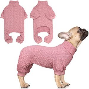 Dog Sweater Turtleneck Knitted Dog Clothes Solid Color Puppy Sweater Warm Cat Sweater Dog Sweaters for Small Dogs (Pink & S)