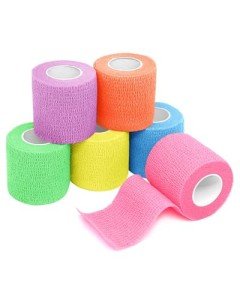 FriCARE Self Adhesive Bandage Wrap, Medical Tape in First Aid Kit Cohesive Bandage Wrap for Sport & Athletic, Breathable Vet Wrap for Wounds, FSA/HSA Eligible 2" X 5 Yards 6 Rolls Fluorescent Colors