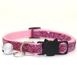 WEISHA Cat Collars 1PC 8 Colors Cute Bell Collar for Cats Dog Collars Leads Cat Accessories Adjustable Breakaway Kitten Collar Pet Supplies(Pink)