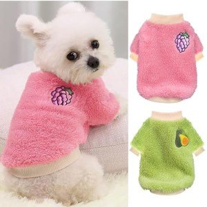 XXS Dog Sweaters for Small Dogs Girl, 2 Pack Warm Fleece Small Dog Sweaters for Winter, Cute Puppy Sweater Chihuahua Sweater Small Dog Clothes for Girls