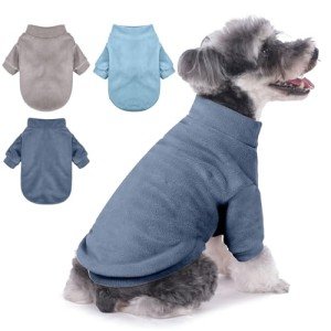 GYALAPERI Dog Sweater, 3 Pack Dog Sweaters for Small Dogs Girl Boy, Ultra Soft Warm Puppy Clothes Dog Coat for Winter (Gray+Azure+Navy, Medium)