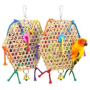 AK KYC Bird Parrot Toys,2 Pack Bird Hanging Foraging Shredder Toys for Small Medium Small Bird Conure Cockatiel Parrotlet Lovebird Budgie