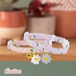 2 Pack Cotton Breakaway Cat Collar with Bell,Pink&Purple Flowers Pendant Cute Cat Collar Kitten Collar,Ideal for Girl Cats Boy Cats