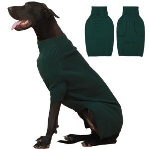 IECOii Extra-Large Dog Sweater 4XL,Christmas Dog Sweaters for Extra Large Dogs Girl Boy,Turtleneck Knitted Knitwear for Pet,Easy On Doggie Sweatshirt Dog Sweater for Doberman,Great Dane(Green,XXXXL)