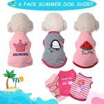 6 Pieces Dog Shirt Puppy Sweatshirt Pet Sleeveless Vest Dog Clothes Doggy Female Apparel for Small to Medium Dogs Puppy Cat(Cute Patterns,S Size)