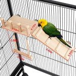 FrgKbTm Bird Perches Platform Swing with Climbing Ladder, Parakeet Cage Accessories Wooden Playing Gyms Exercise Sturdy for Small Birds