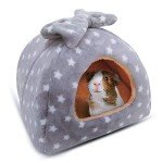 HOMEYA Small Animal Pet Bed, Sleeping House Habitat Nest for Guinea Pig Hamster Hedgehog Rat Chinchilla Hideout Bedding Snuggle Sack Cuddle Cup Cage Accessories with Removable Washable Mat- XL(Grey)