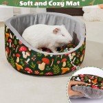 Glittme Guinea Pig Bed Soft Rabbit Bed with Thick Removable Mat Bunny Bed Machine Washable Guinea Pig Accessories Cozy Guinea Pig House for Guinea Pig, Rabbit, Ferret, Round Cuddler Cup Bed