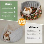 Glittme Guinea Pig Bed Soft Rabbit Bed with Thick Removable Mat Bunny Bed Machine Washable Guinea Pig Accessories Cozy Guinea Pig House for Guinea Pig, Rabbit, Ferret, Round Cuddler Cup Bed