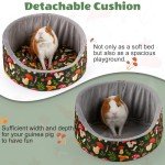 Glittme Guinea Pig Bed Soft Rabbit Bed with Thick Removable Mat Bunny Bed Machine Washable Guinea Pig Accessories Cozy Guinea Pig House for Guinea Pig, Rabbit, Ferret, Round Cuddler Cup Bed