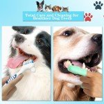 Souroyea Dog Tooth Brushing Kit - Equipped with a Pet Manual Teeth Cleaner, Cat Toothbrush Silicone Finger Wipes for Small & Large Dogs Supplies, Pet Teeth Cleaning Tools & Dental Care Accessories