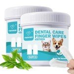 Vannon Pet Dental Care Finger Wipes, Pet Teeth Cleaning Wipes for Cats and Dogs, Dog Teeth Wipes, Freshen Breath, Reduce Plaque & Tartar, 2Pack, 100PCS