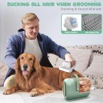 homeika pro Dog Grooming Kit&Vacuum, 3L Pet Grooming Vacuum 99% Pet Hair Suction, 5 Grooming Tools, 5 Combs, Quiet Pet Vacuum Groomer with Hair Roller, Massage Nozzle for Shedding Dogs,Green