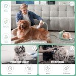 homeika pro Dog Grooming Kit&Vacuum, 3L Pet Grooming Vacuum 99% Pet Hair Suction, 5 Grooming Tools, 5 Combs, Quiet Pet Vacuum Groomer with Hair Roller, Massage Nozzle for Shedding Dogs,Green