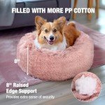 Veehoo Calming Dog Bed for Large Medium Dogs, Anti Anxiety Donut Large Pet Bed, Round Fluffy Cuddler Washable Dog Bed, Indoor Dog Bed with Slip-Resistant Bottom Fits up to 45 lbs Pets, 30", Pink